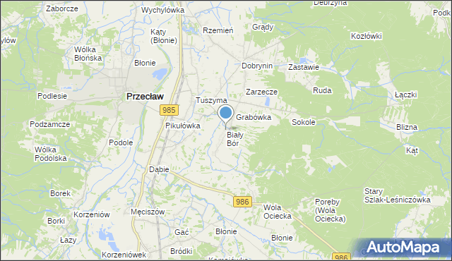 mapa Biały Bór, Biały Bór gmina Przecław na mapie Targeo